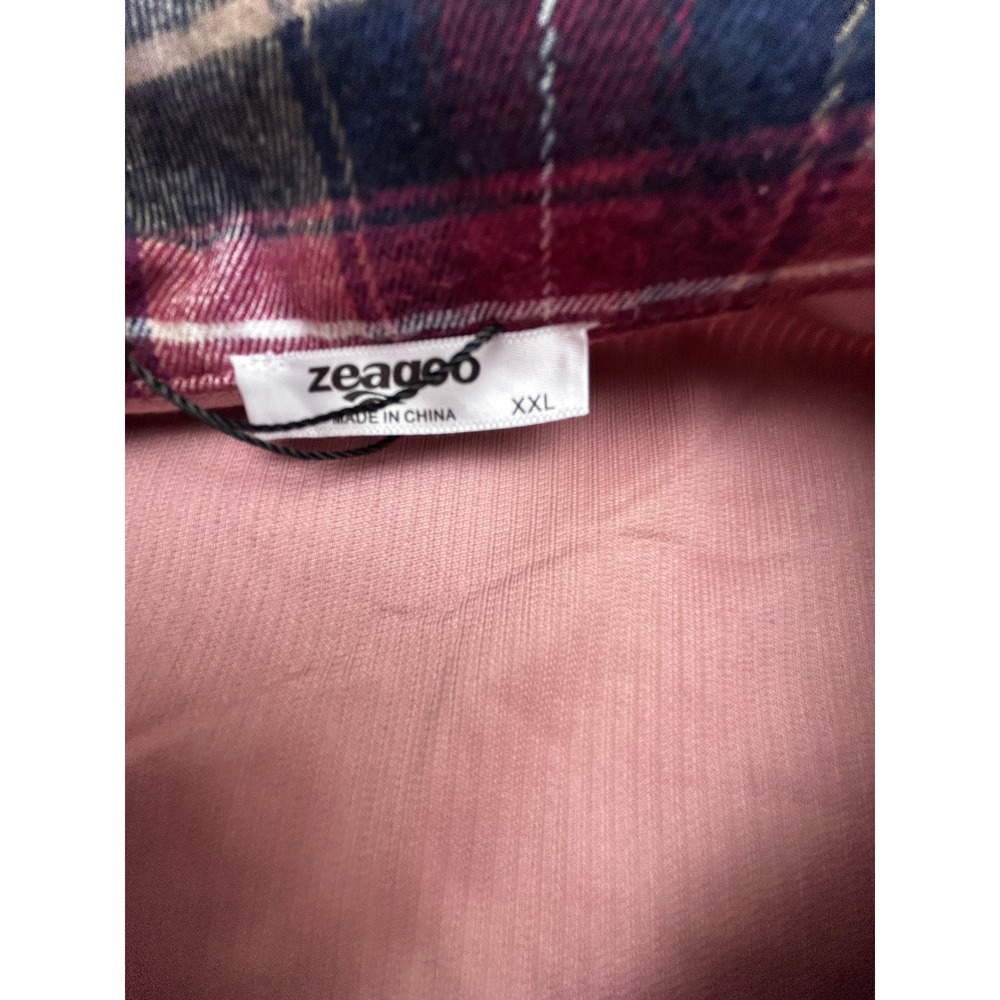 Zeagoo Womens XXL Pink Corduroy Plaid Colorblock Button Down Shirt Shacket NWT - Picture 2 of 11